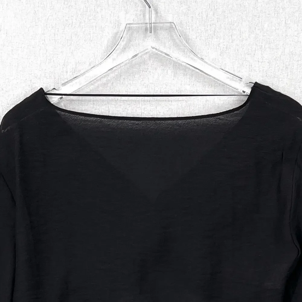 REFORMATION Keegan Top Ibiza Collection Womens XS Black Long Sleeve Twist Crop